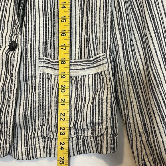 Maurices Women’s Linen Blend Blazer Striped Medium Size Pockets Button - Picture 7 of 9